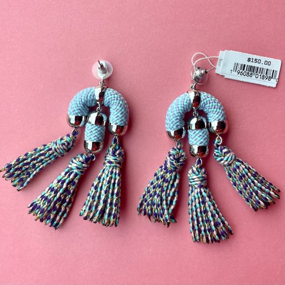 NWT Kendra Scott Tassel Chandelier Earrings Pale Blue Mix - Picture 4 of 15